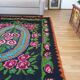 Floral handwoven green and fuchsia rug, made in wool, bohemian design 170x232cm