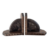 Pair of carved wooden bookends