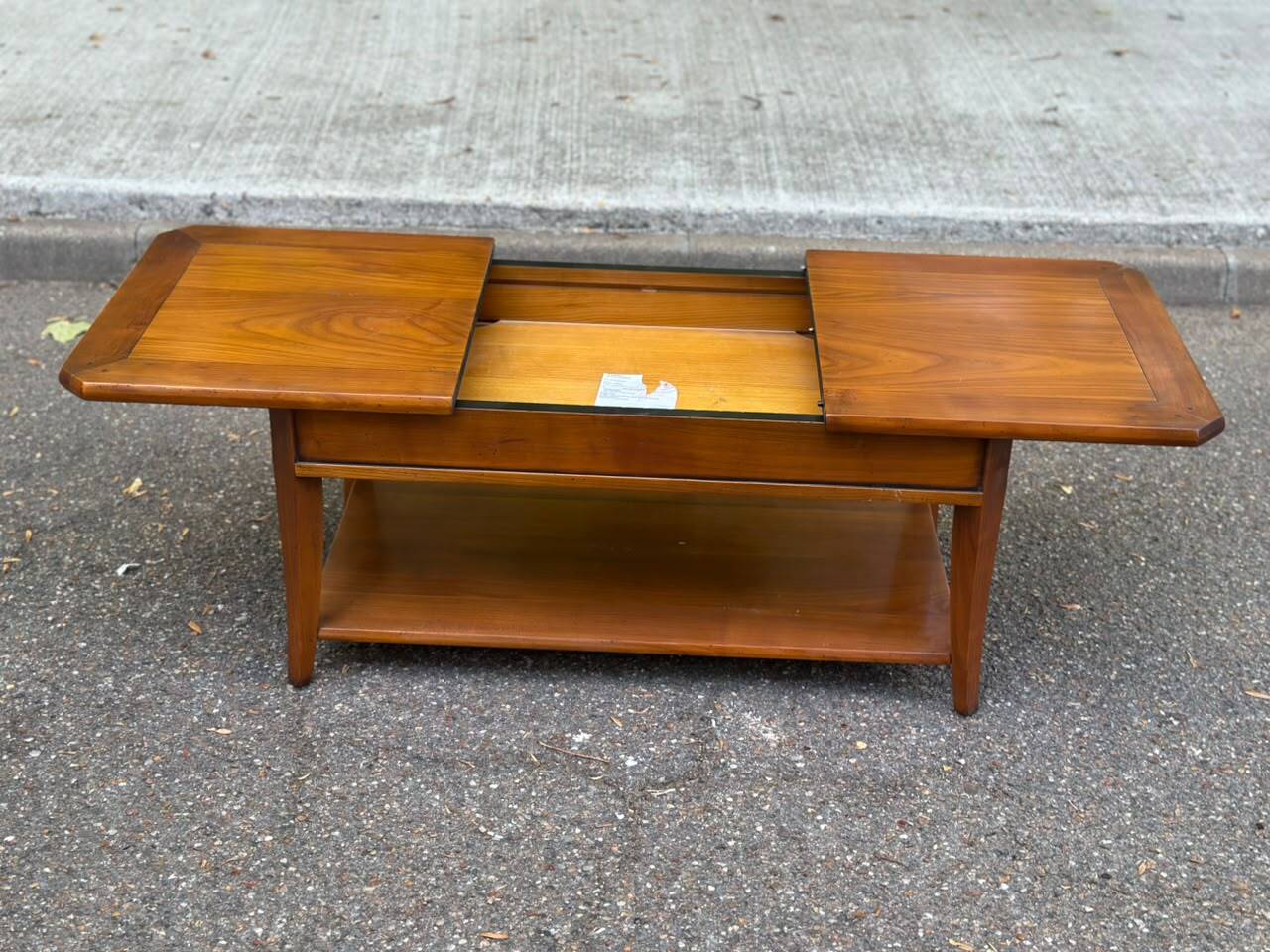 Solid wood bar coffee table DASRAS France sliding top storage 1