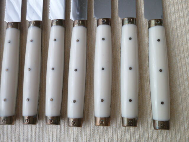 Set of 12 vintage table knives 50s stainless steel