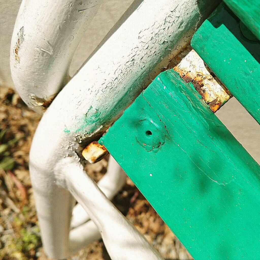 Bench wood and folding metal vintage year 60