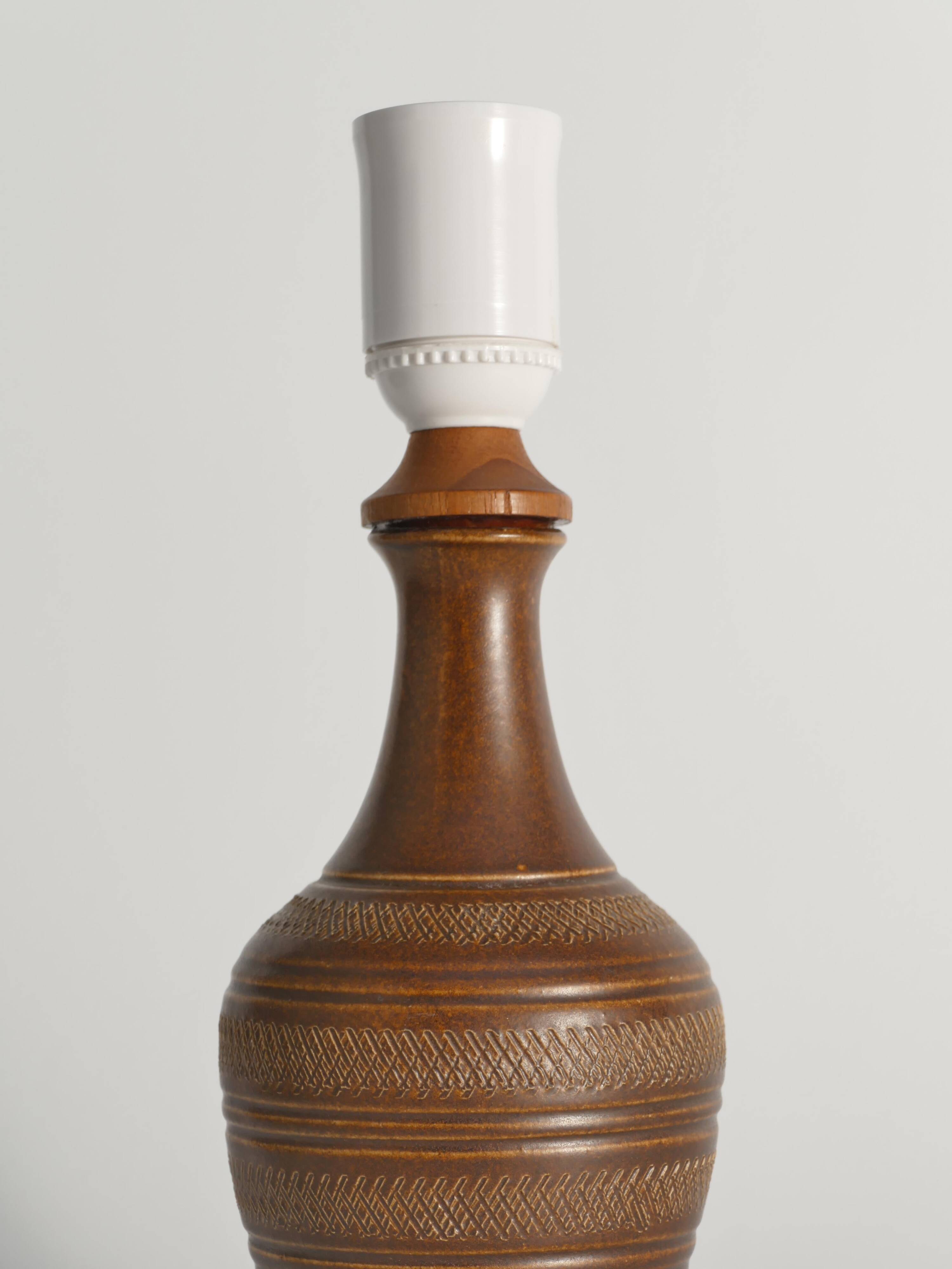 Brown Stoneware Table Lamp, Model number 59617, by Scheurich West Germany 1960s