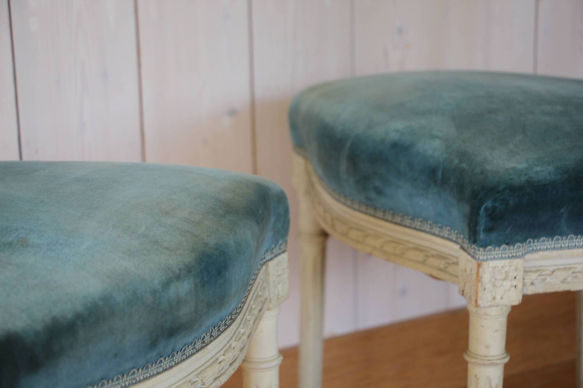 Pair of Louis XVI style medallion back chairs