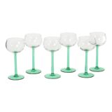 Set of 6 Vintage Luminarc Alsace Wine Glasses Narrow Green Base