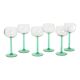Set of 6 Vintage Luminarc Alsace Wine Glasses Narrow Green Base