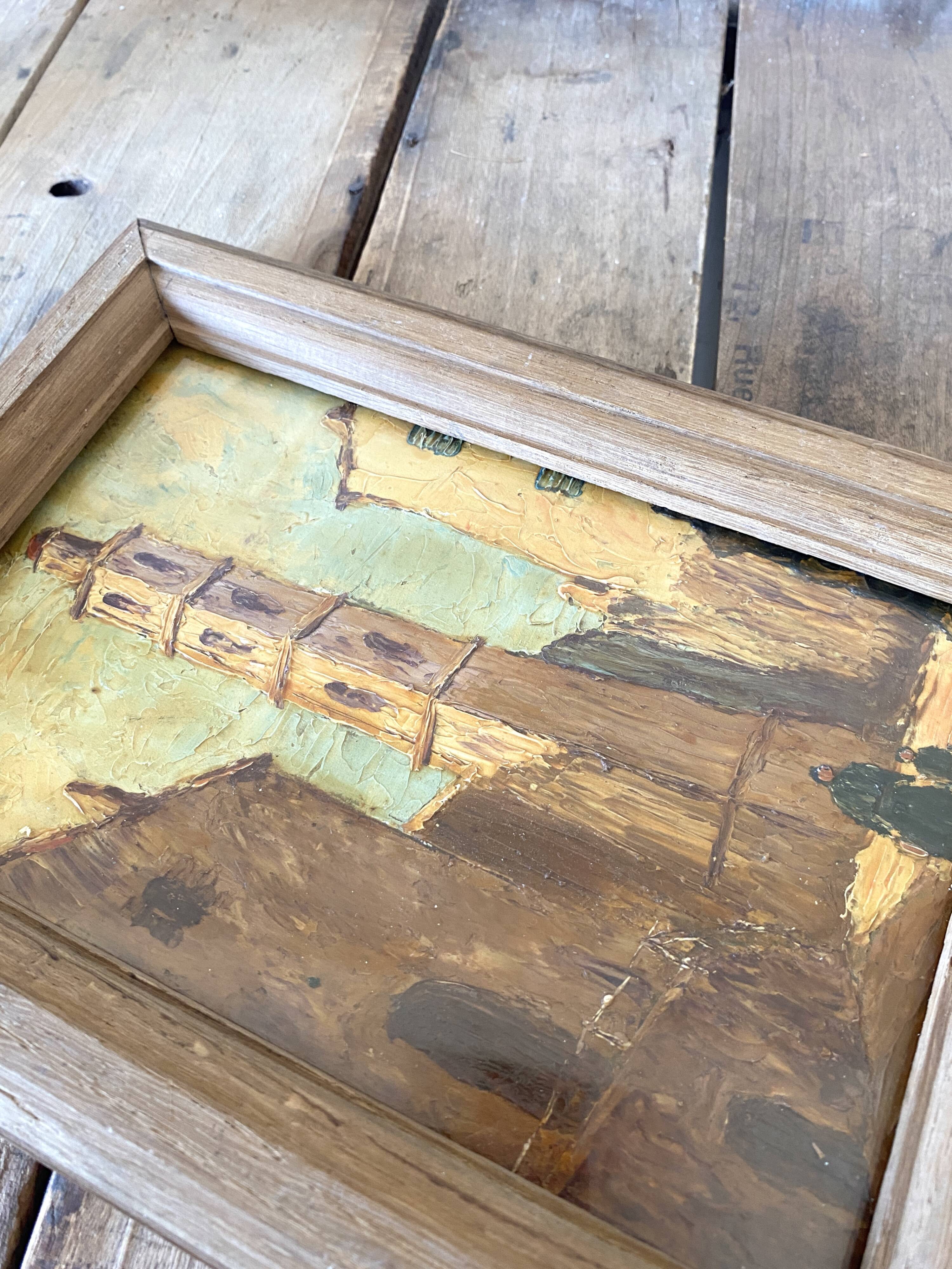 Orientalist oil, wooden and glass frame