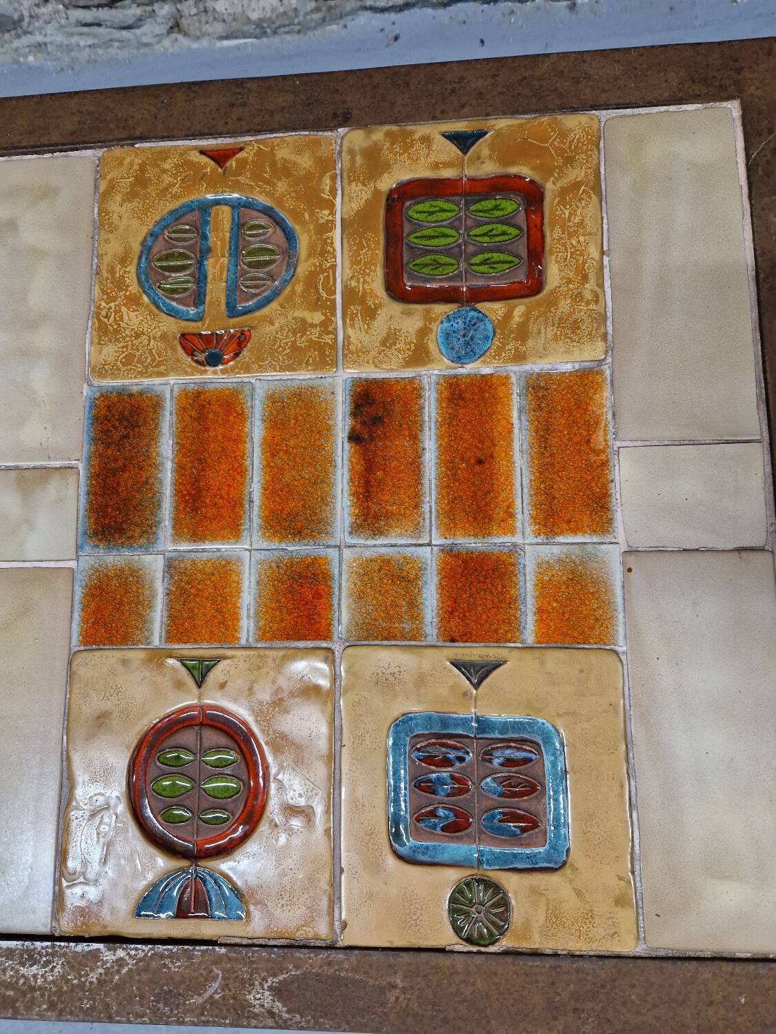Ceramic and metal coffee table from the 60s Vallauris style