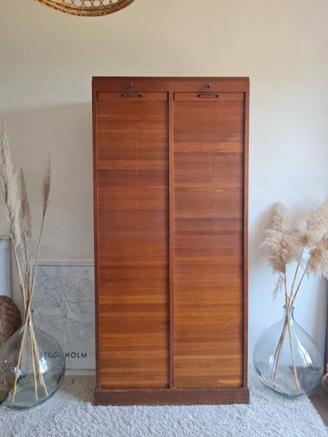Meuble de métier - classeur à rideau double - vintage