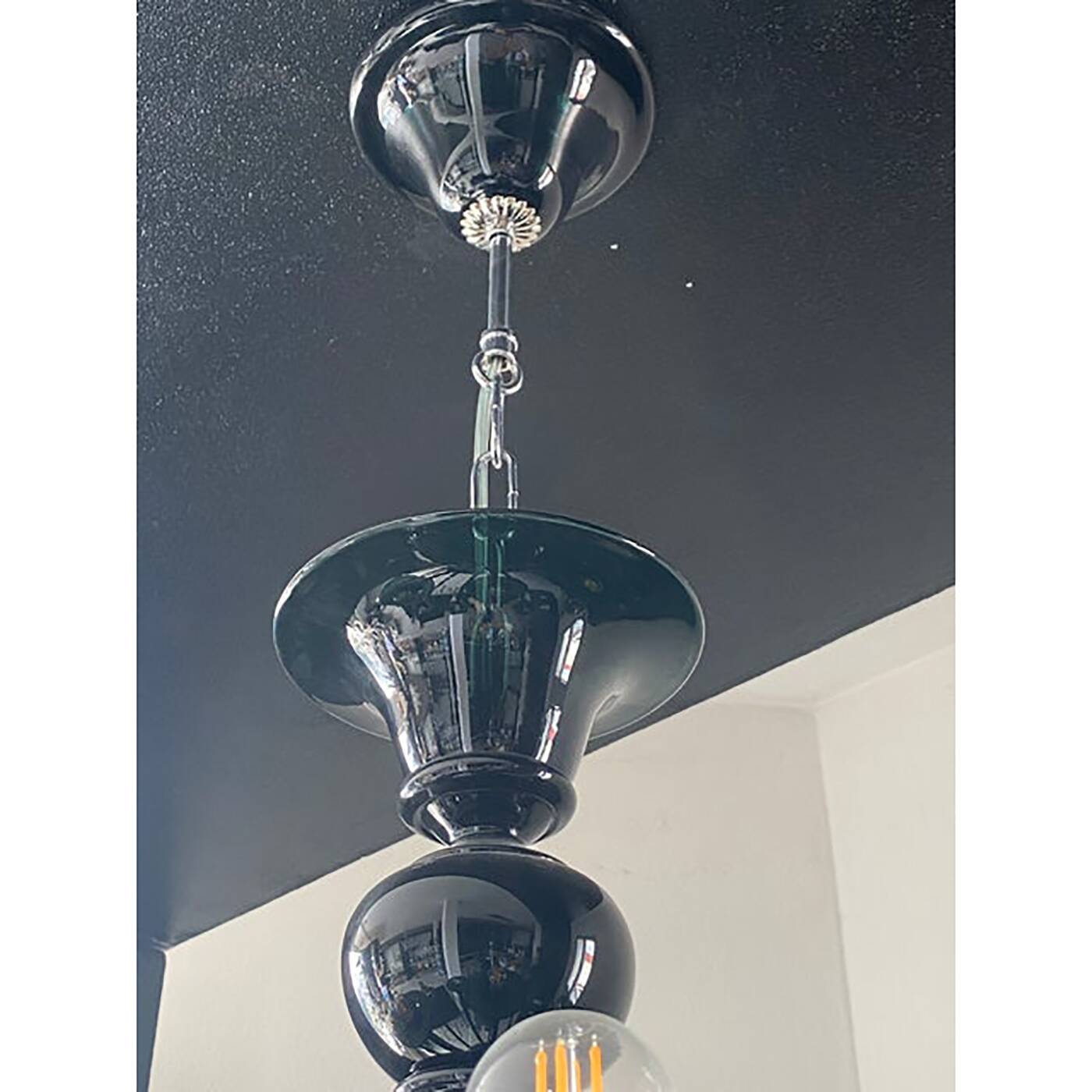 Contemporary Translucent Green-Petrol Glass Chandelier