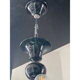 Contemporary Translucent Green-Petrol Glass Chandelier