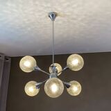Sputnik chandelier with 6 globes. 1970. Space Age.