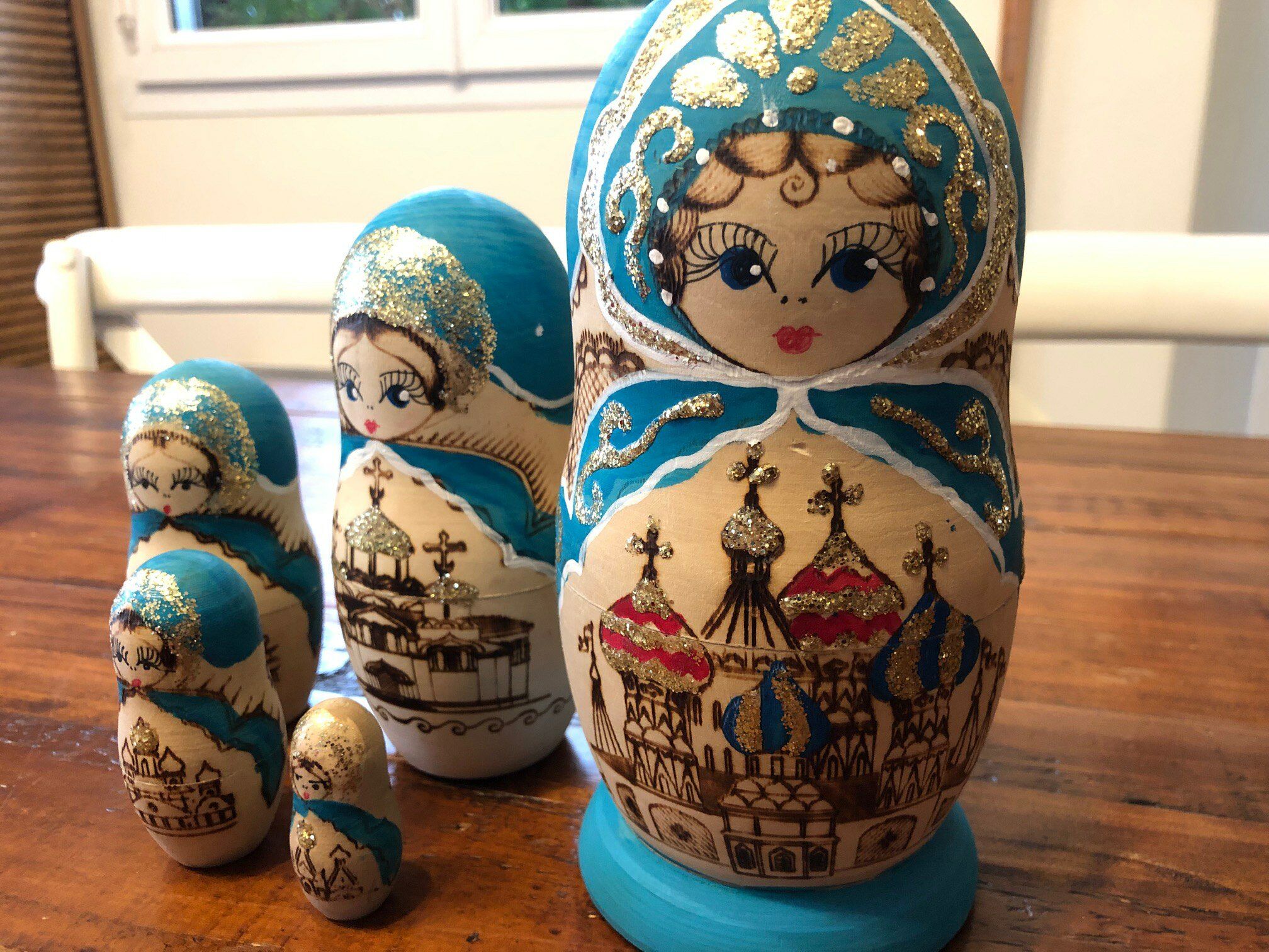 5 vintage Matriochka Russian dolls