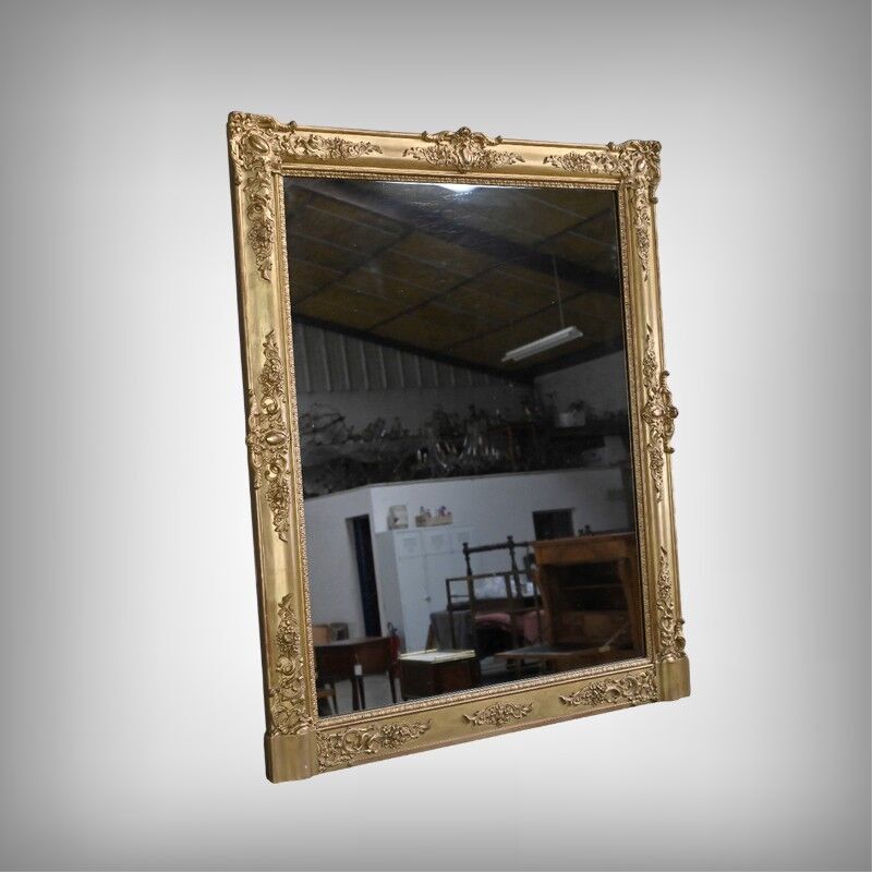 Important gilded wooden mirror, Restoration style – 19th century