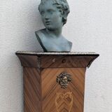Vintage column in rosewood and bronze marquetry, mid-century