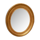 Old oval mirror gilded wood with gold leaf Napoleon III 60x51cm