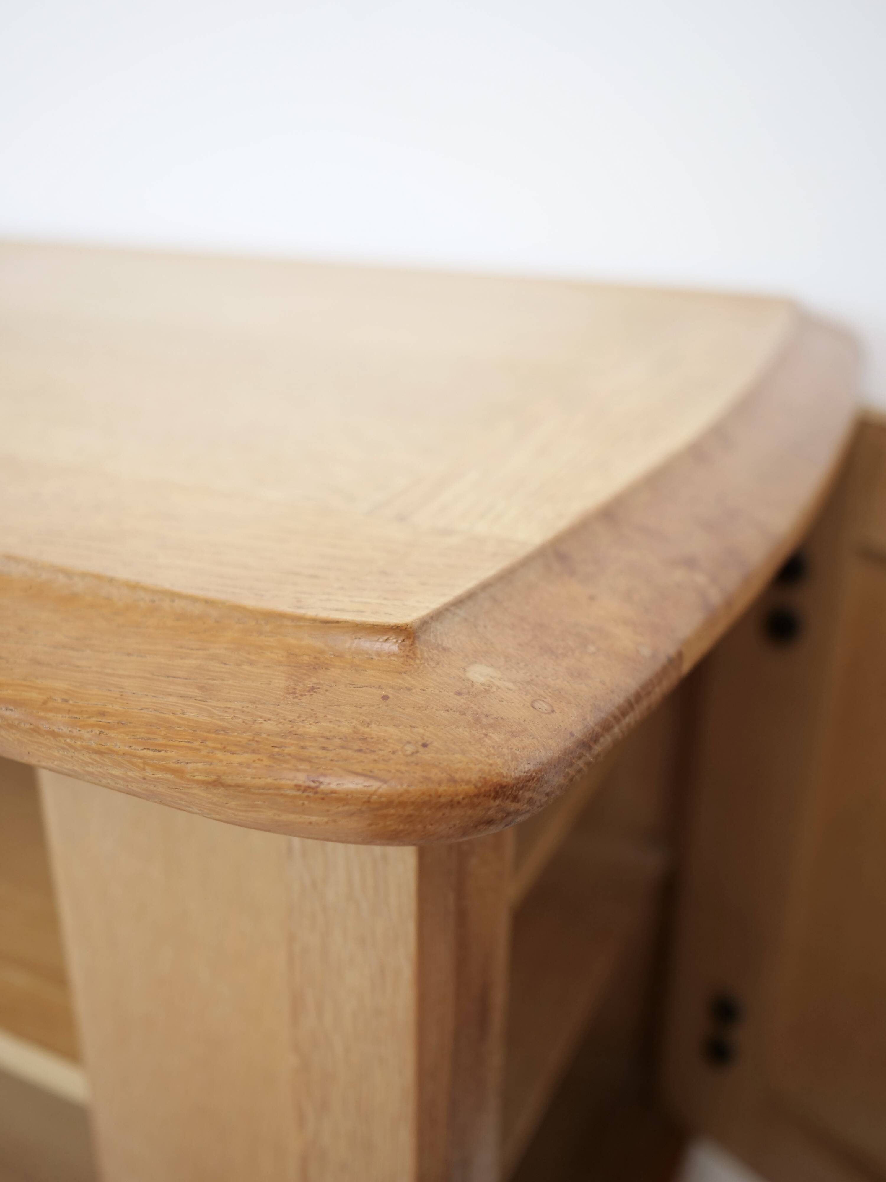 Guillerme and Chambron oak sideboard in light wood in a brutalist style.