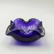 Murano ashtray blue glass silver inclusions