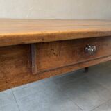 Large vintage farmhouse table from the 50s in solid wood (oak)