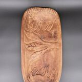 Large carved wall shelf – Stylized goat and billy goat in exotic wood