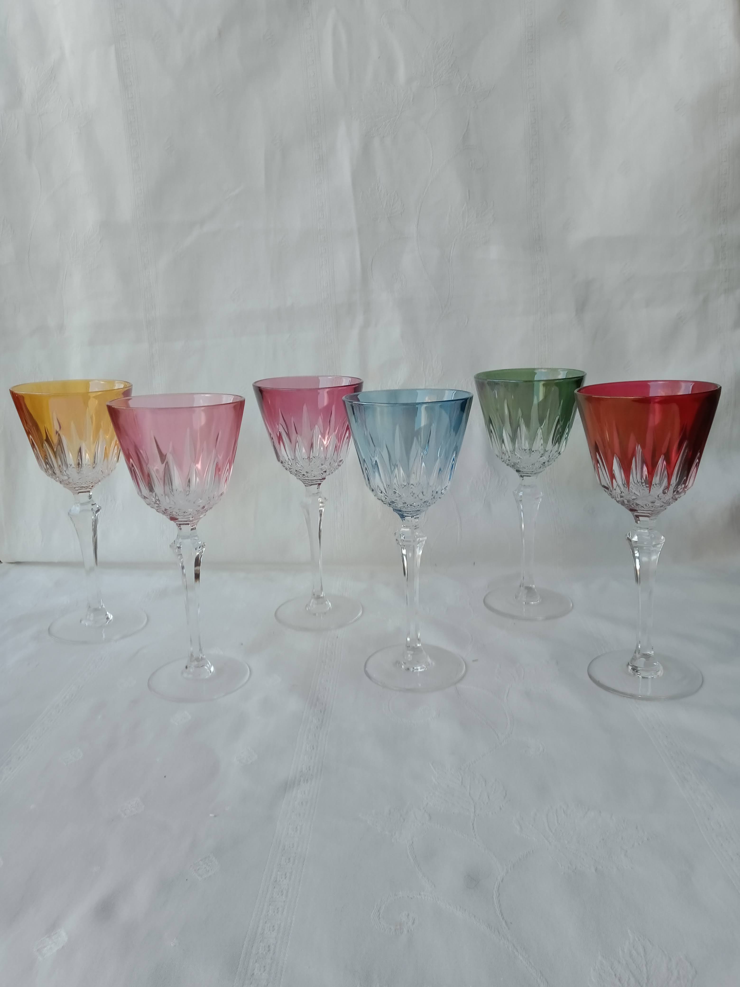 Colored crystal foot glasses