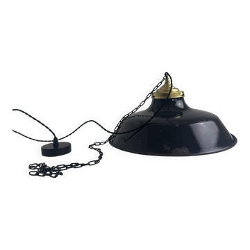 Ancienne suspension d’atelier emaillee industrielle 40 cm