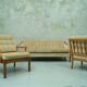 Scandinavian teak & velvet living room set, 1960s