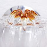 Pair of opal glass and solid wood wall lamps