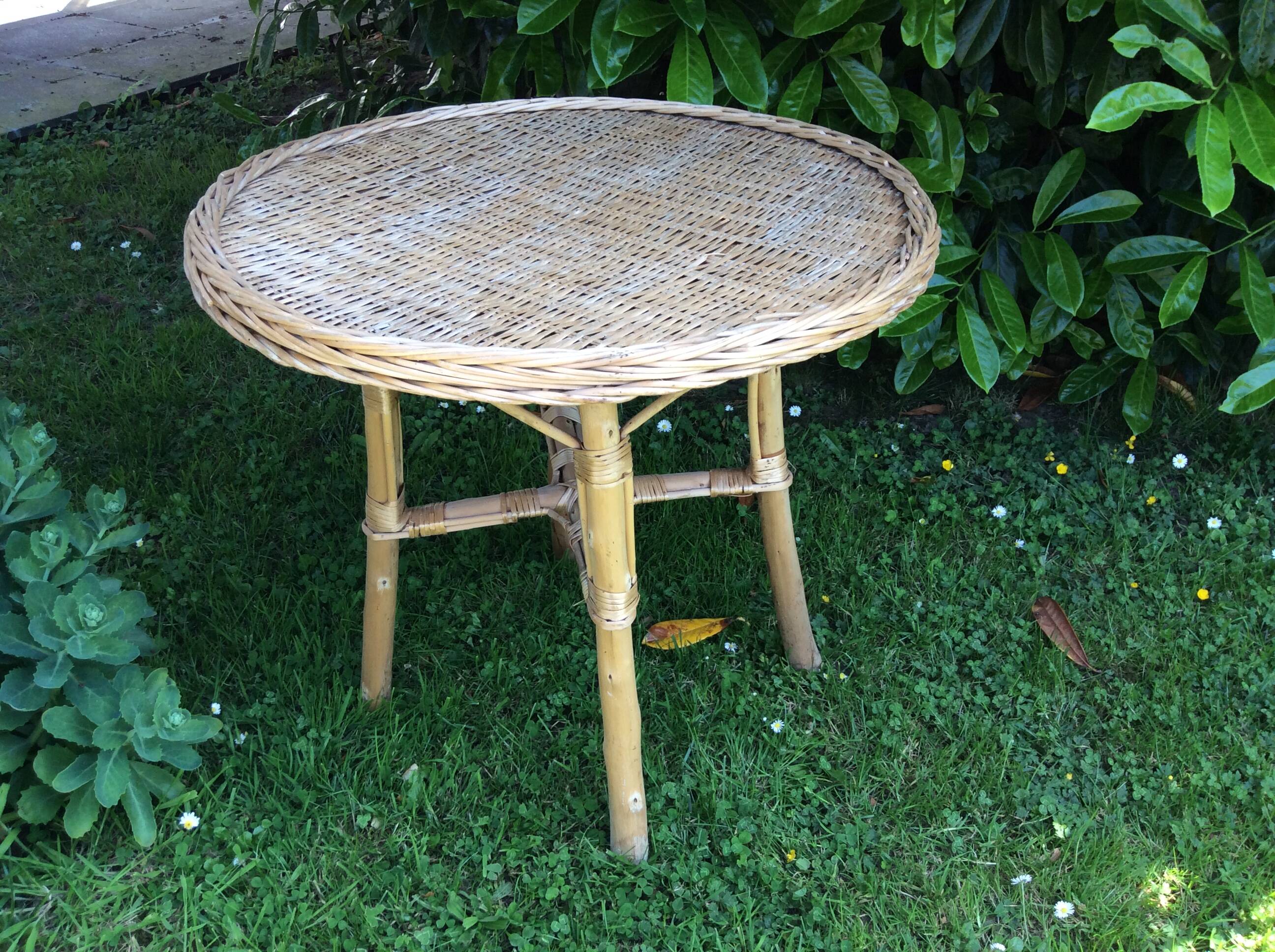 Rattan side table
