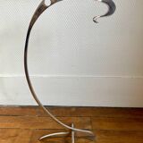Jaques Charles polished stainless steel fireplace set for Jean-Paul Créations France 1970