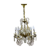 Cage chandelier 6 lights in bronze and crystal
