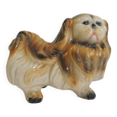 Chien Pékinois en céramique vintage années 1970, figurine décorative, statu