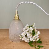 Vintage art deco tulip ride in frosted glass with flower designs