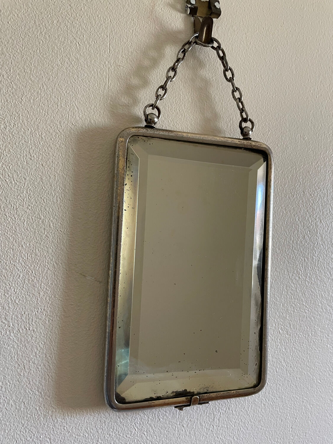 Small beveled barber mirror