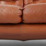 Brown leather 2-seater sofa Coronado by Tobia Scarpa for B&B Italia, Italy ca. 1960