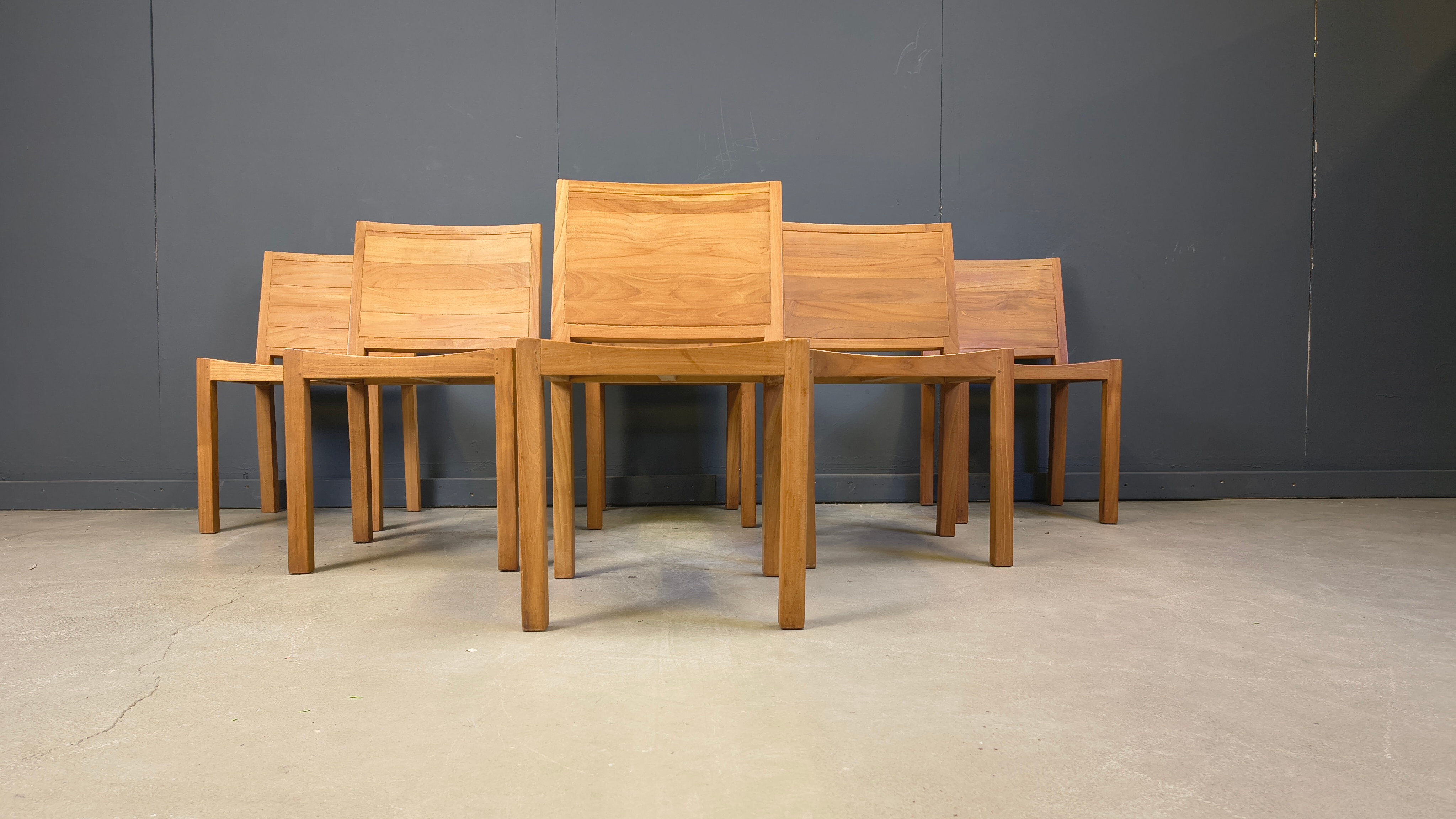 Vintage teak dining chairs set of 6 - 1980s