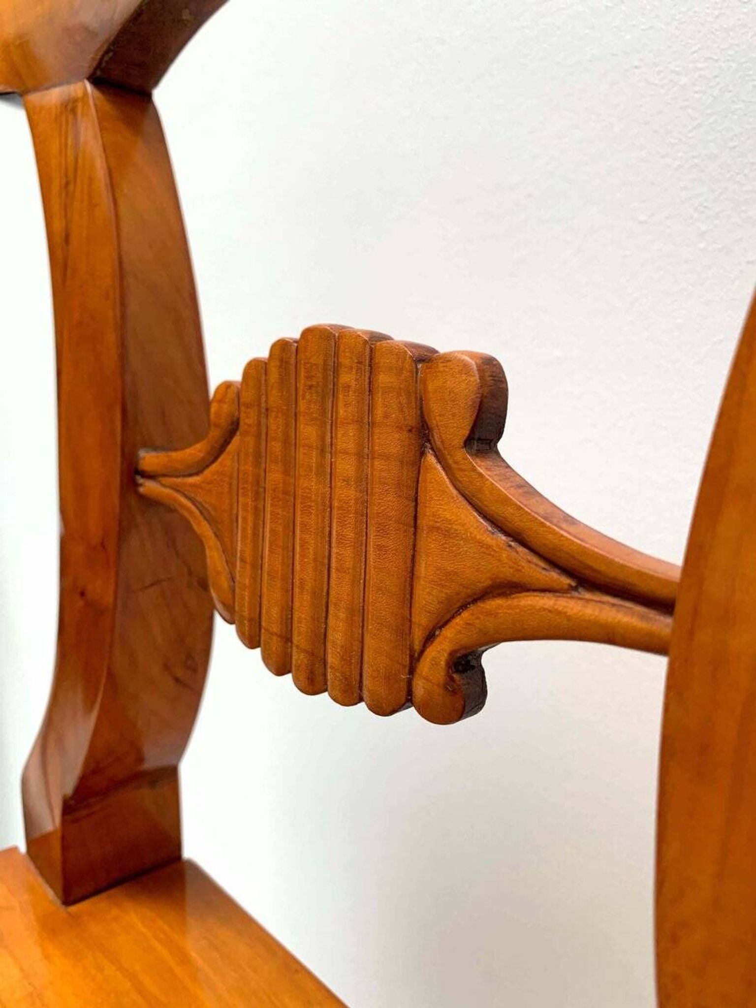Biedermeier Board Chairs in Cherry Veneer and Mesh, Vienna, 1830s, Set of 6
