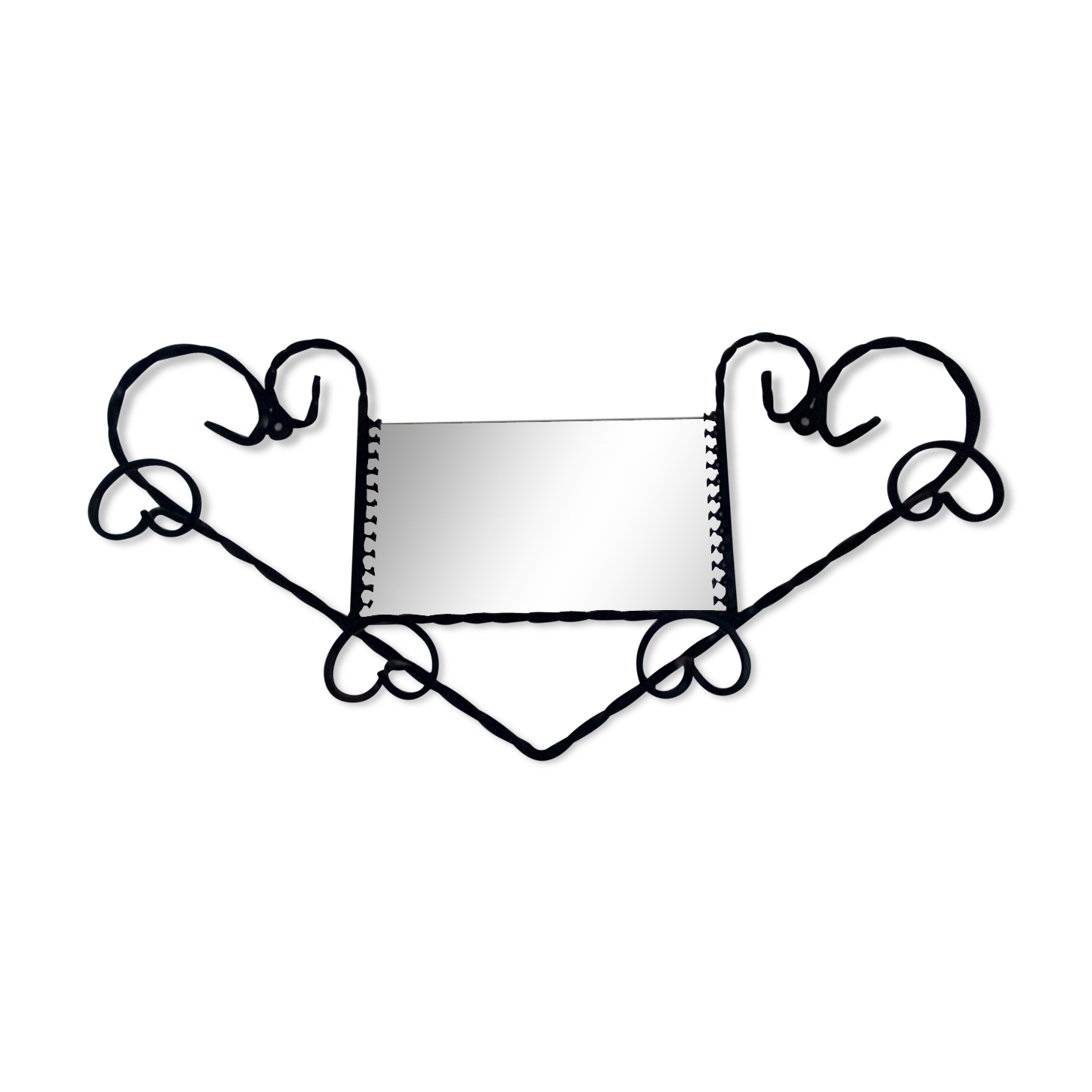 Portemanteau miroir fer forgé 4 patères