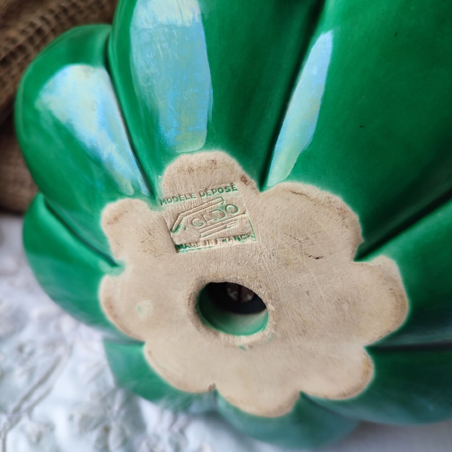 Vintage ceramic barbotine aperitif server "CADO France" came