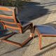 Ikea Vintage "Poang" Leather Relaxation Lounge Chair Brown