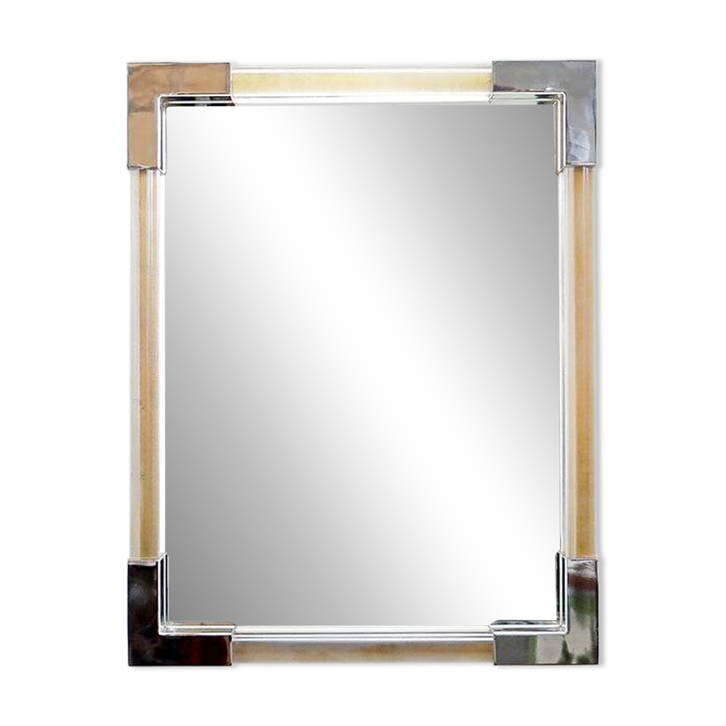 Wall mirror in lucite and chrome, 1970s