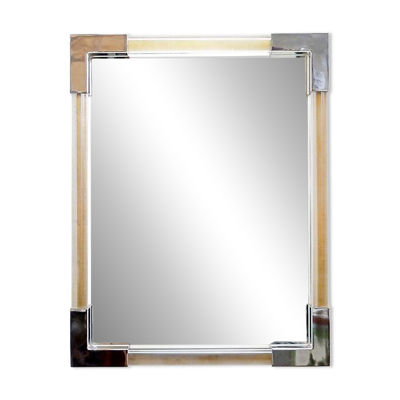 Miroir mural en lucite et chrome, années 1970