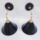 Pair of antique black enamelled sheet metal wall lights