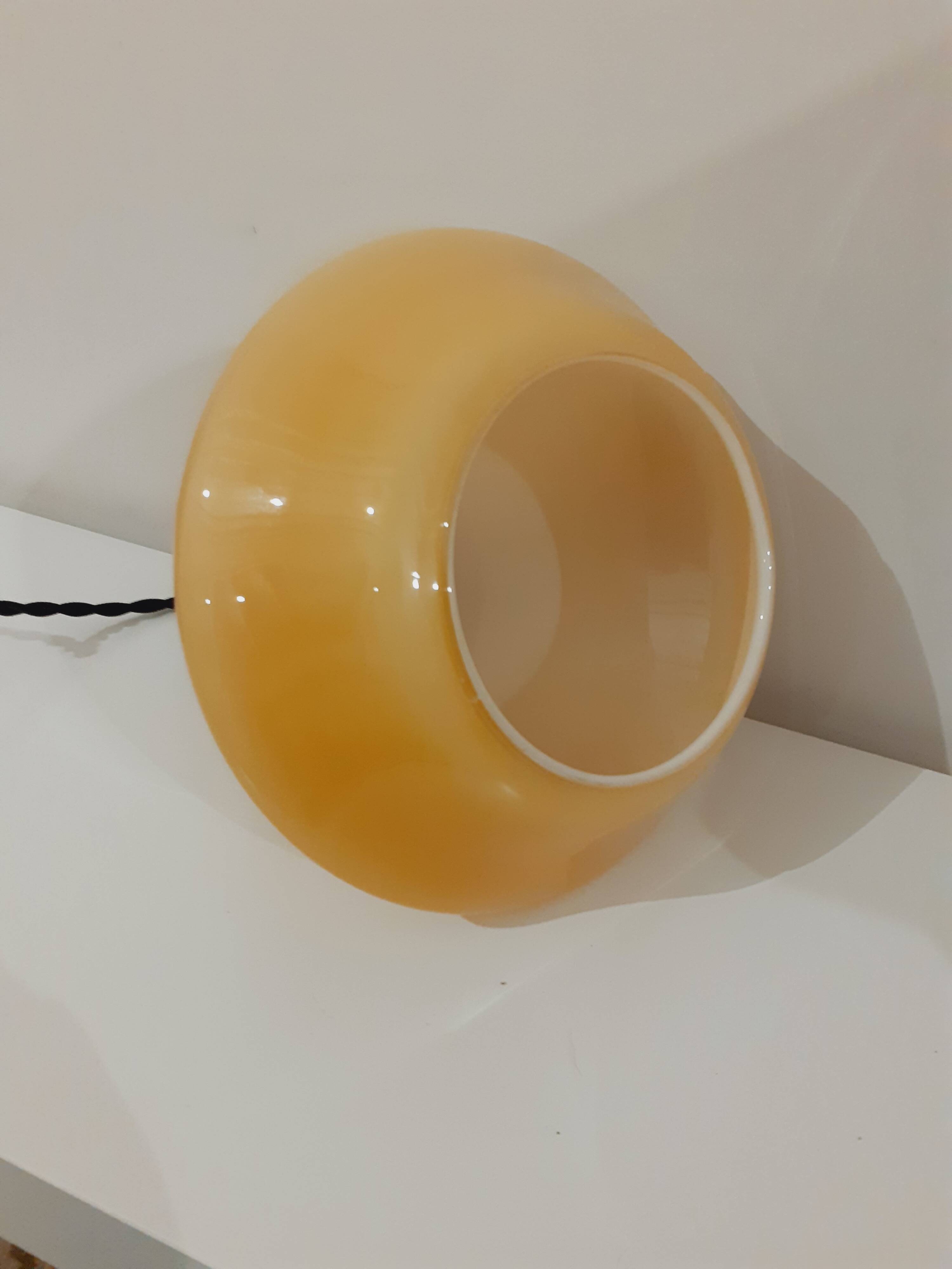 Vintage pendant light, yellow opaline.