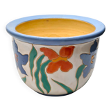Handmade Studio Pottery Flower Pot - Colorful Relief Decoration, Signed