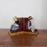 Pair of HB Quimper bookends by Berthe Savigny seated children