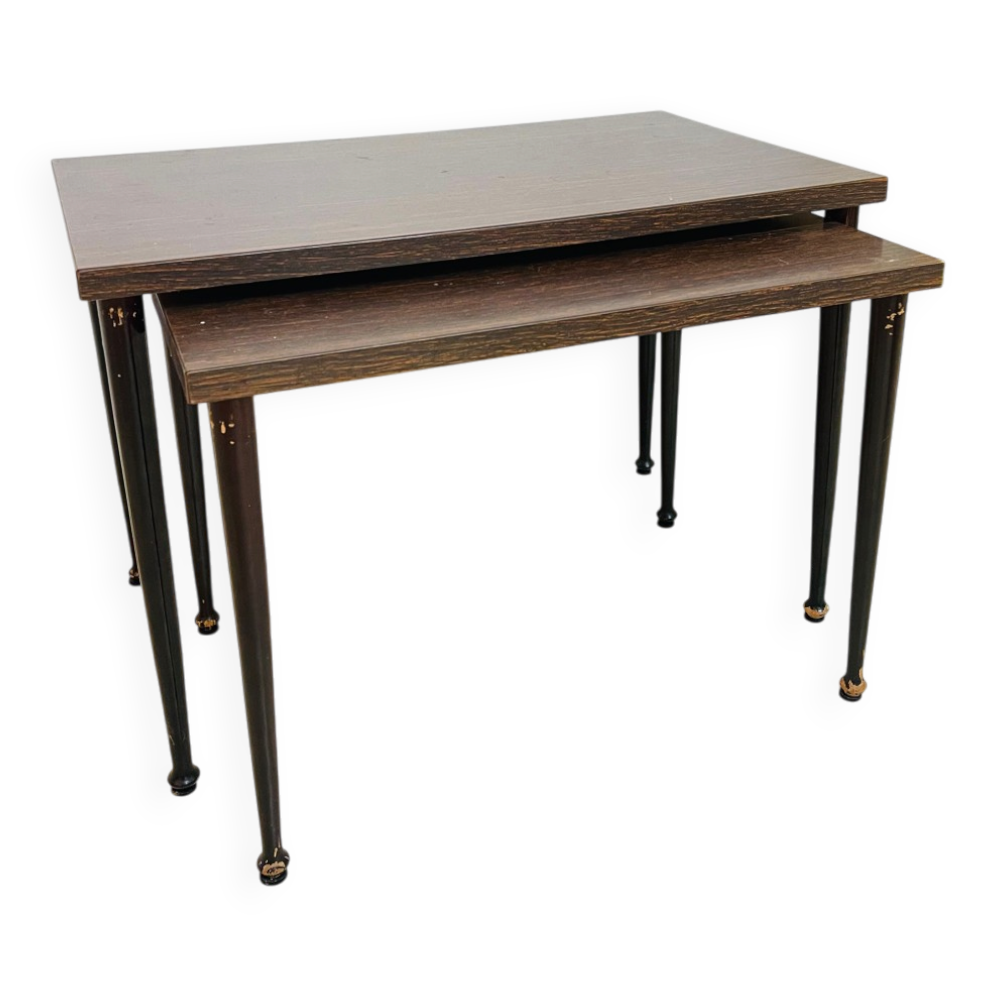Pair of vintage nesting tables in formica, 1970.