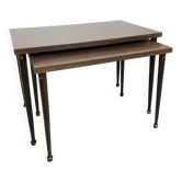 Pair of vintage nesting tables in formica, 1970.