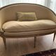 Louis XVI style patinated wooden basket sofa. Pierre Frey fabric. 19th century