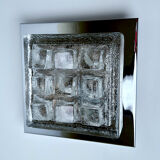 Sculptural Wall Lamp Vintage 60s, Glass and Chrome