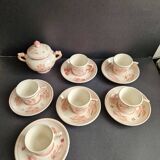 Service à café HB Quimper rose et orange vintage